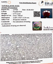 7.47 Ratti Natural Indian Ruby with Govt. Lab Certificate-(1221)